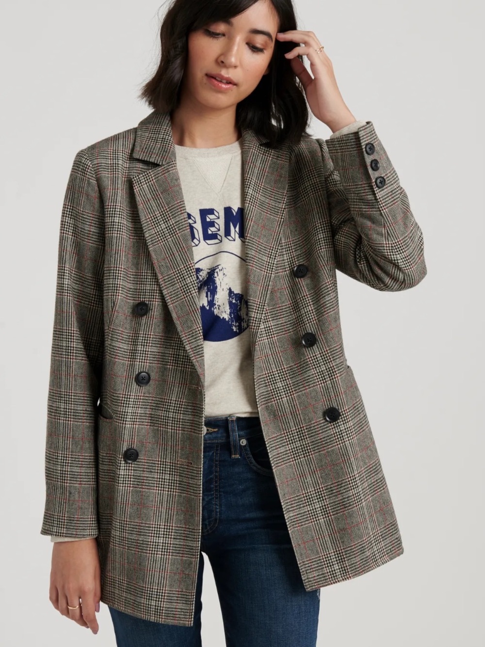 Lucky Brand Boyfriend Blazer Plaid Coat